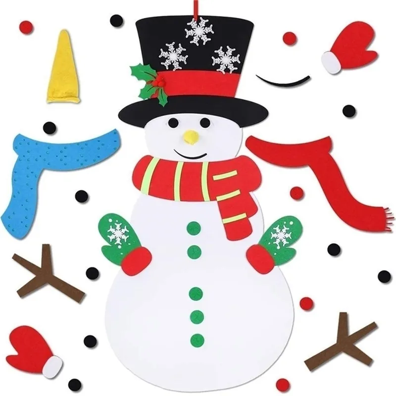 50x100cm DIY Felt Snowman Christmas Game Set Merry Decoration for Home Xmas Gifts Kids Toys Navidad Year Y201020