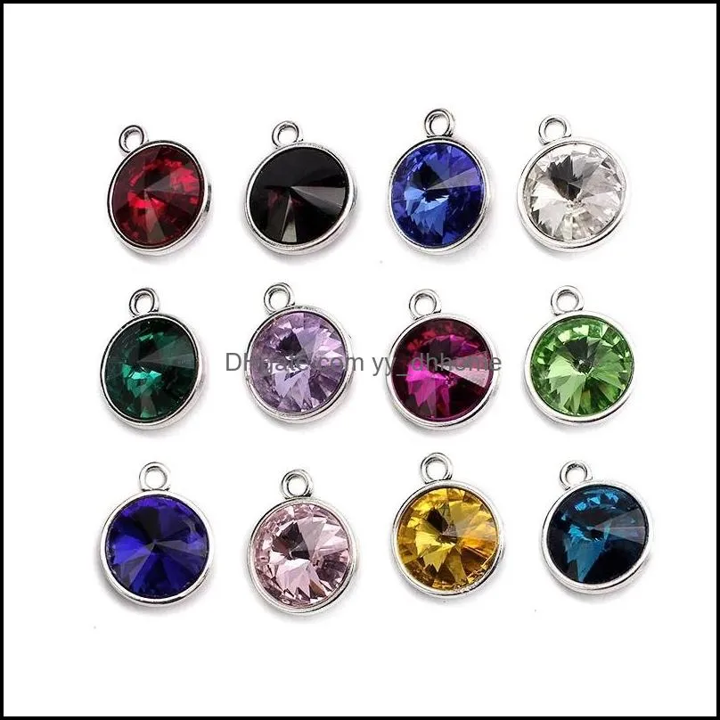 colorful birthstone crystal charms for jewelry making necklace bracelet pendant cutting birthstone rhinestone charm