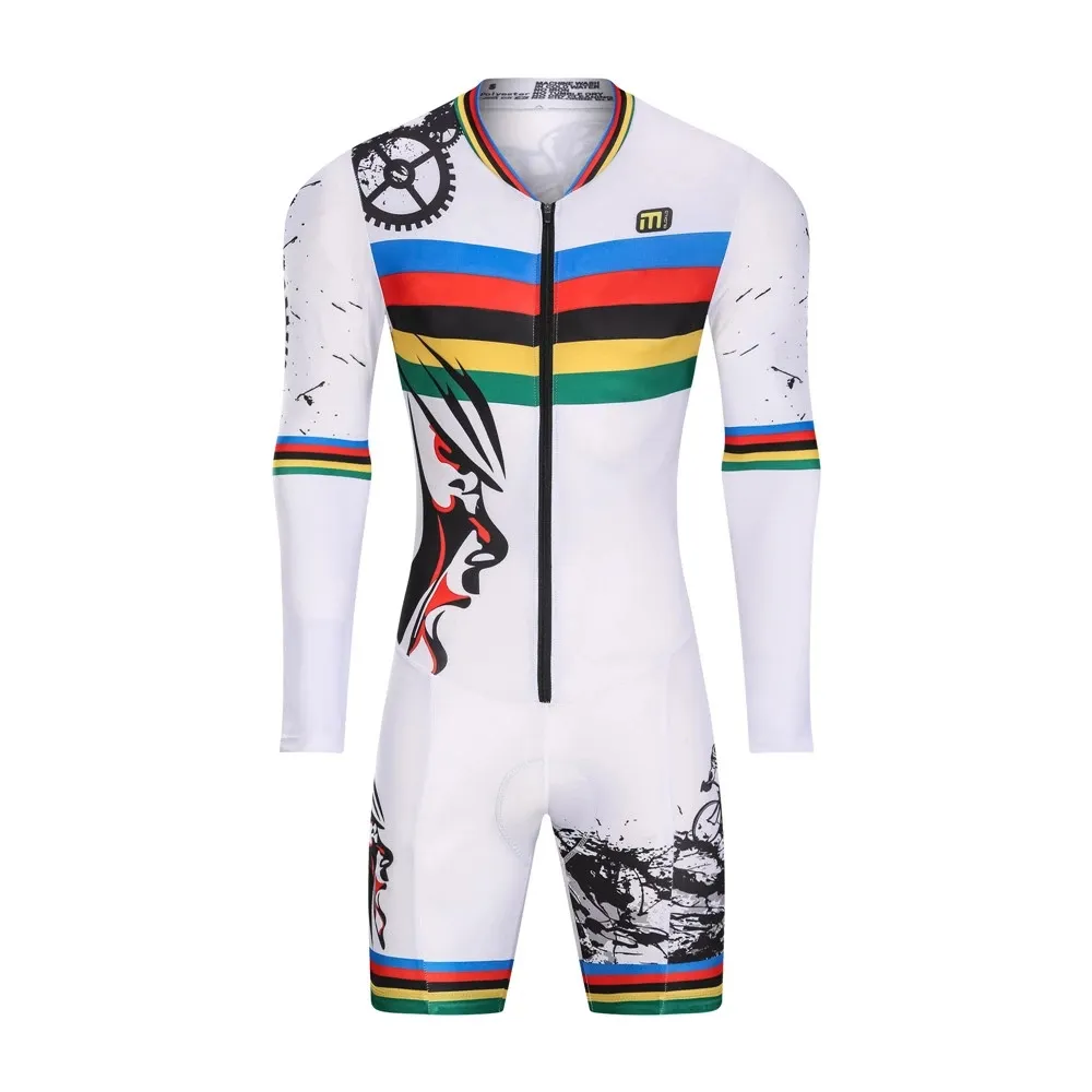 Maillot de cyclisme arc-en-ciel pour hommes, ensemble de combinaison à manches longues, triathlon, vêtements de cyclisme, combinaison Ciclismo, 2024