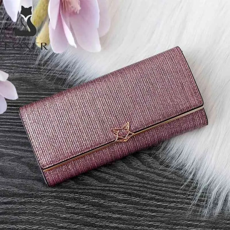 FOXER BRAND Women Split Leather Cartetes feminino Bolsa de embreagem Fashion Card Holder Bolsa de luxo para mulher Long Women's Long carteira