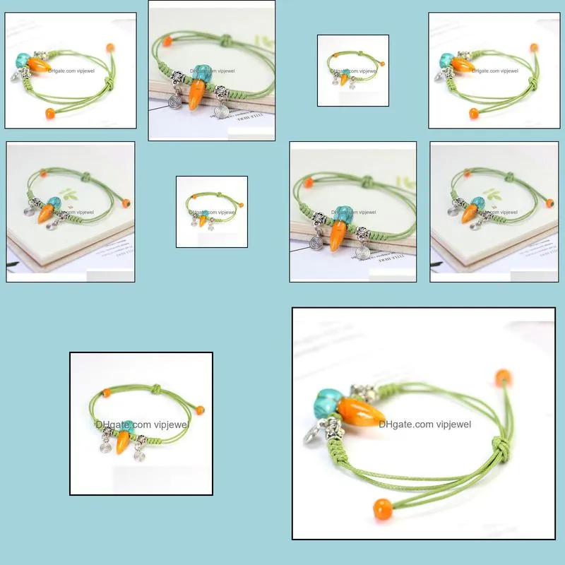 small carrots pattern ceramic fashion jewelry green rope cartoon style women cute popular adorn article vipjewel