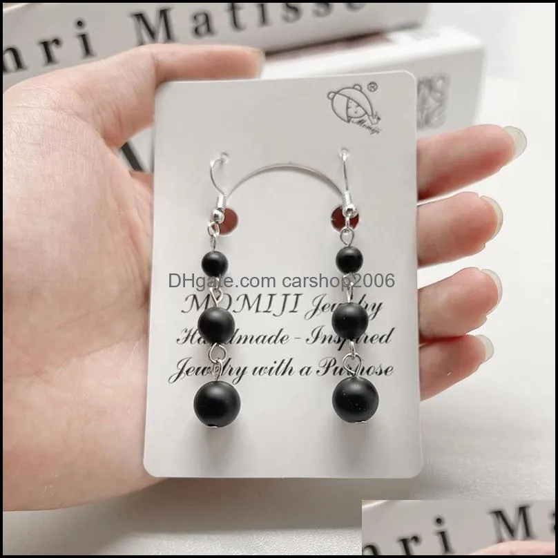 mix color vintage natural stone earrings imitation onyx pendant women`s geometric sweet wedding party jewelry girl gift beaded earring