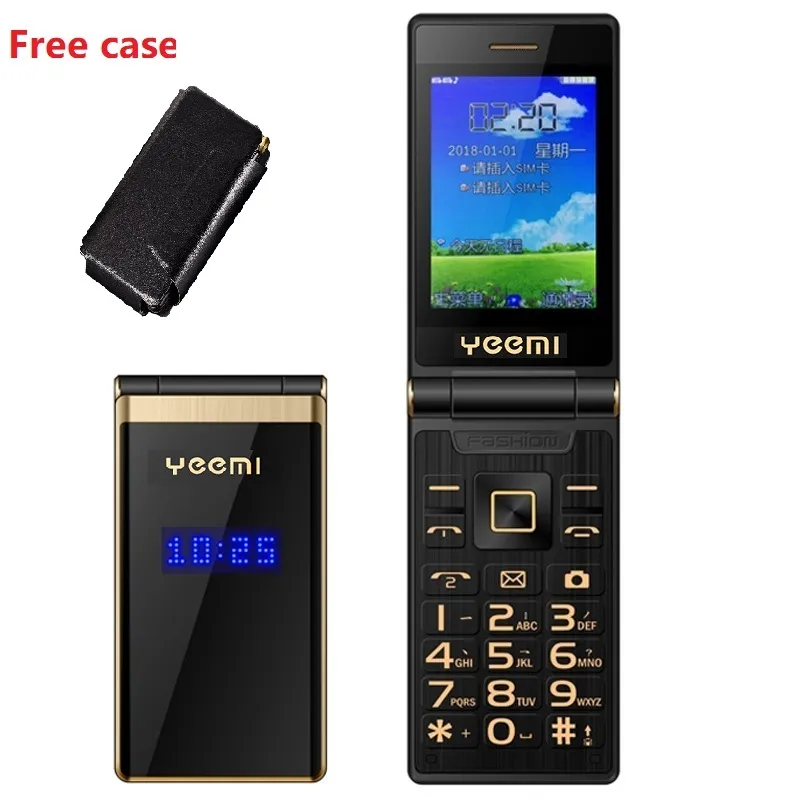 Free Case Original Flip Cell Phone Luxury Big Keyboard 2.8 "Touch Display Long Standby Camera MP3 RedCording Radio BT SOS Bright Screen Mobile mobiltelefoner