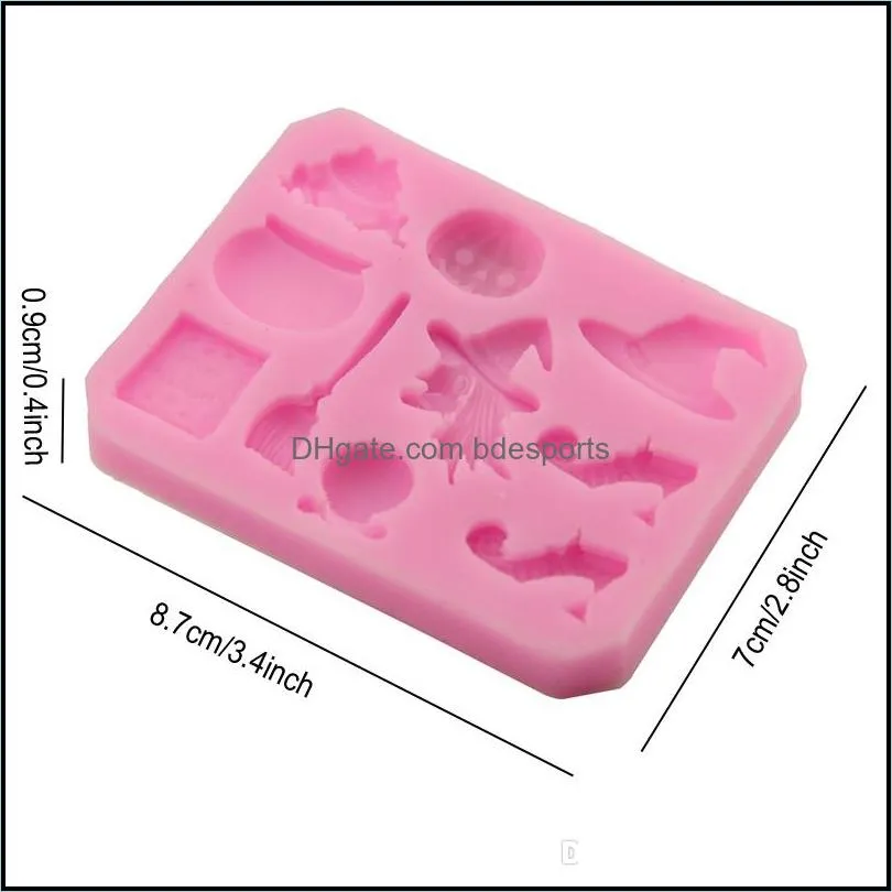 Halloween Silicone Cake Biscuit Moulds Witch Pumpkin Chocolate Candy Mould High Temperature DIY Decoration Baking Kitchen Tools BH2041