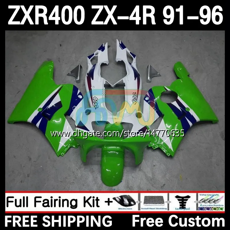 مجموعة كاملة من الجسم لـ Kawasaki Ninja ZXR 400 CC ZX-4R ZXR400 91 92 93 94 95 96 COWLING 12DH.32 ZX4R 400CC ZX 4R ZXR-400 1991 1992 1993 1994 1995 1995 ABS COOL GREEN