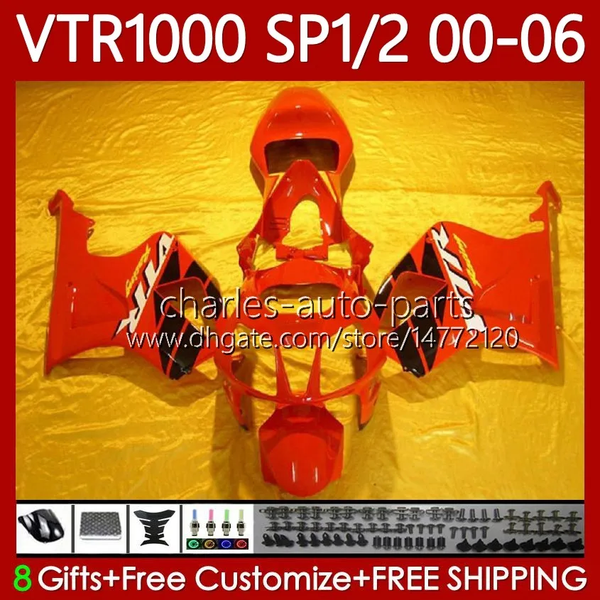 Fairings Kit For HONDA VTR1000 RC51 2000 2001 2002 2003 2004 2005 2006 Body 123No.95 RTV1000 VTR 1000 SP1 SP2 2000-2006 VTR-1000 00 01 02 03 04 05 06 Bodywork Red black