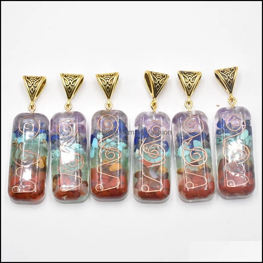 retro natural healing 7 colors chakra stone charms amethysts lapis lazuli pillar pendant for necklace jewelry maki mjfashion