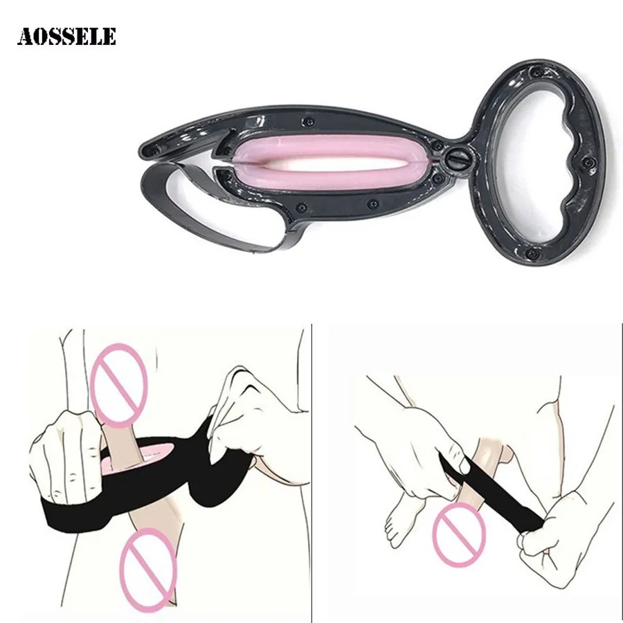 Penis Rings Squeeze Massage Exerciser Enlargement Hanger Stretcher Extender sexy Toys For Men Clamp Gripping Device