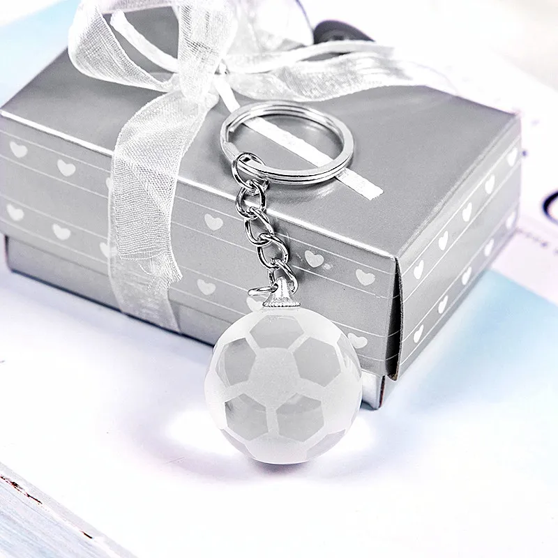 Children Part favor 3D Globe Crystal Ball Led Artificial Crystal basketball football Keychain Travel Themed Wedding Gift