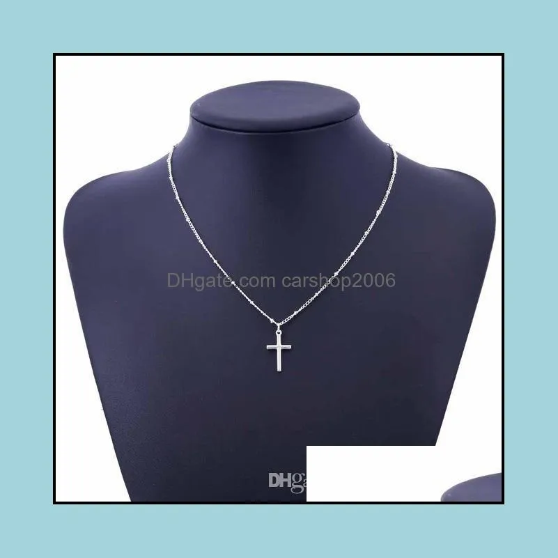 Summer Gold Chain Cross Necklace Small Gold Cross Religious Jewelry Women`s Necklace