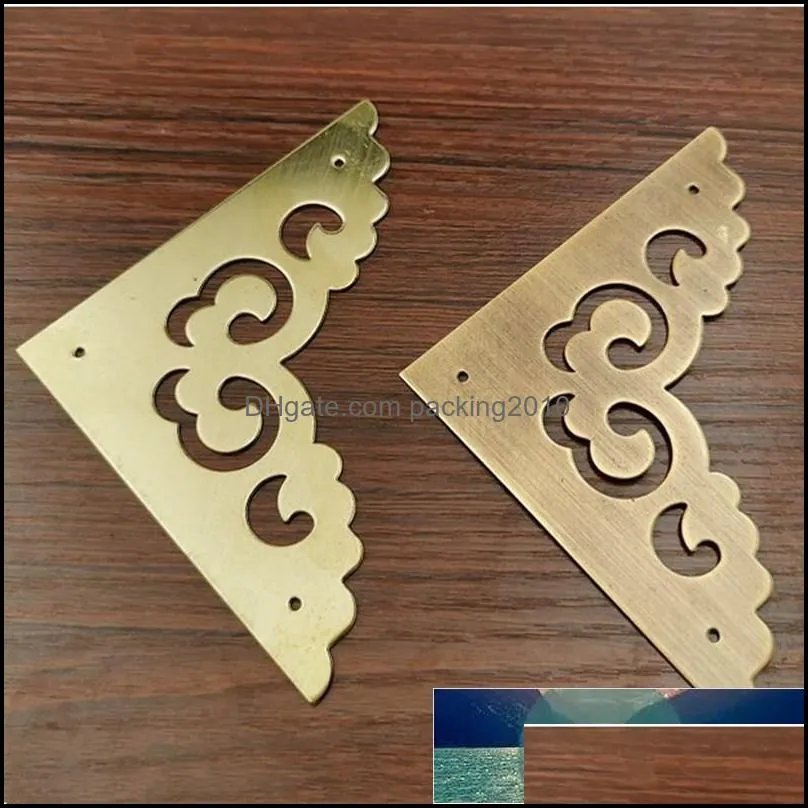 4pcs Retro Corner Brackets cabinet door frame decorantion angle book wooden jewelry box Brass furniture metal accessories