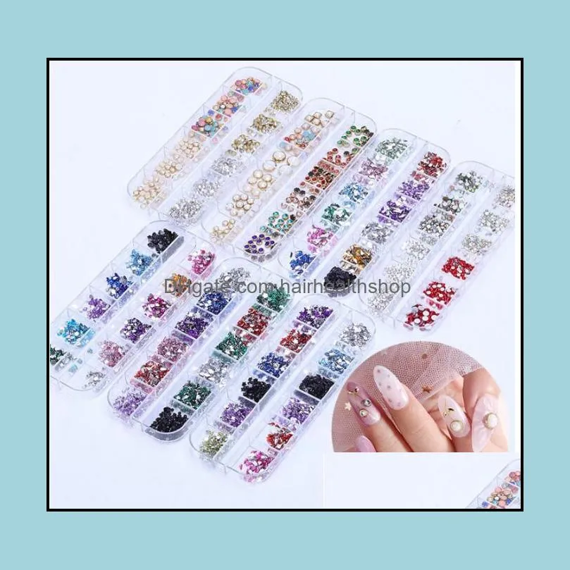 quality best multi-style nail rhinestones 3d crystal ab clear nails stones gems pearl diy nail art decorations gold silver rivet