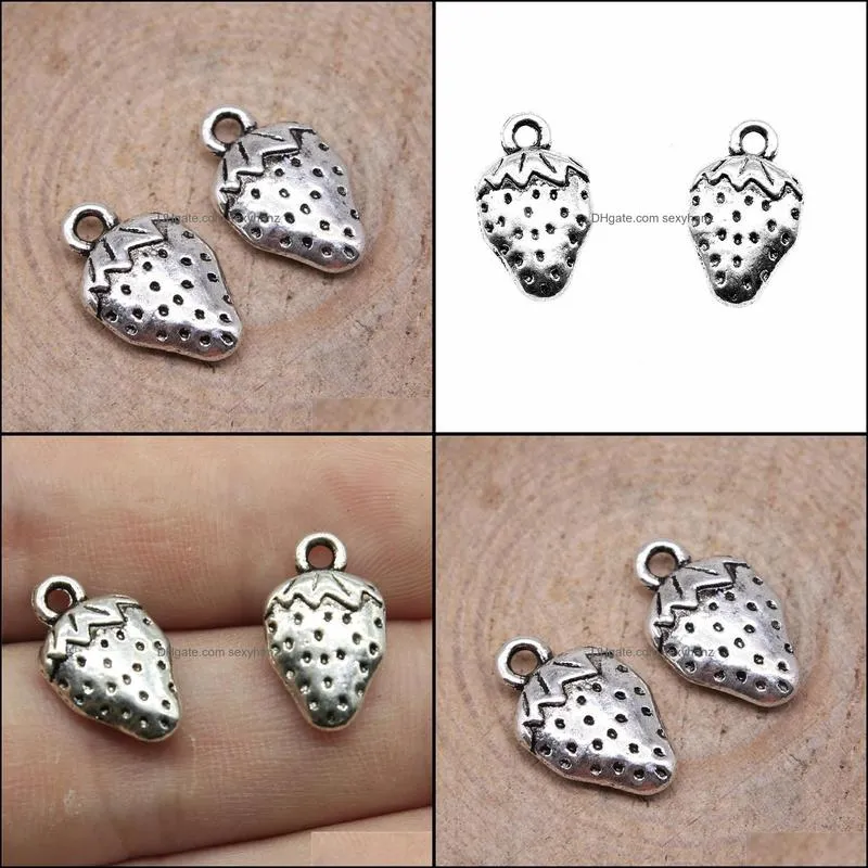 Charms Two Sided Strawberry 17x10mm Antique Pendants,Vintage Tibetan Silver Jewelry,Diy For Bracelet Necklace