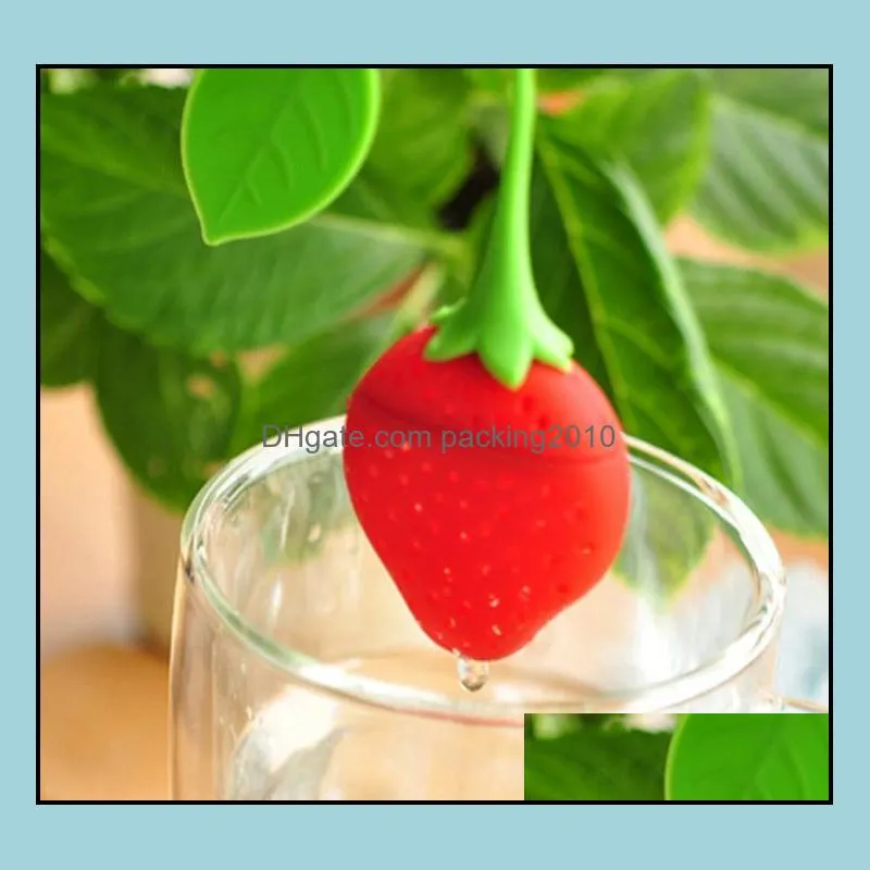 strawberry shape silicone tea infuser strainer silicone tea filler bag ball dipper sn119