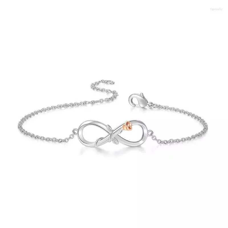 Catena a maglie Vintage Rose Infinity Bracciali per le donne Ragazze Fiore Fidanzamento Braccialetto da sposa Fascino Gioielli femminili Regalo Fawn22