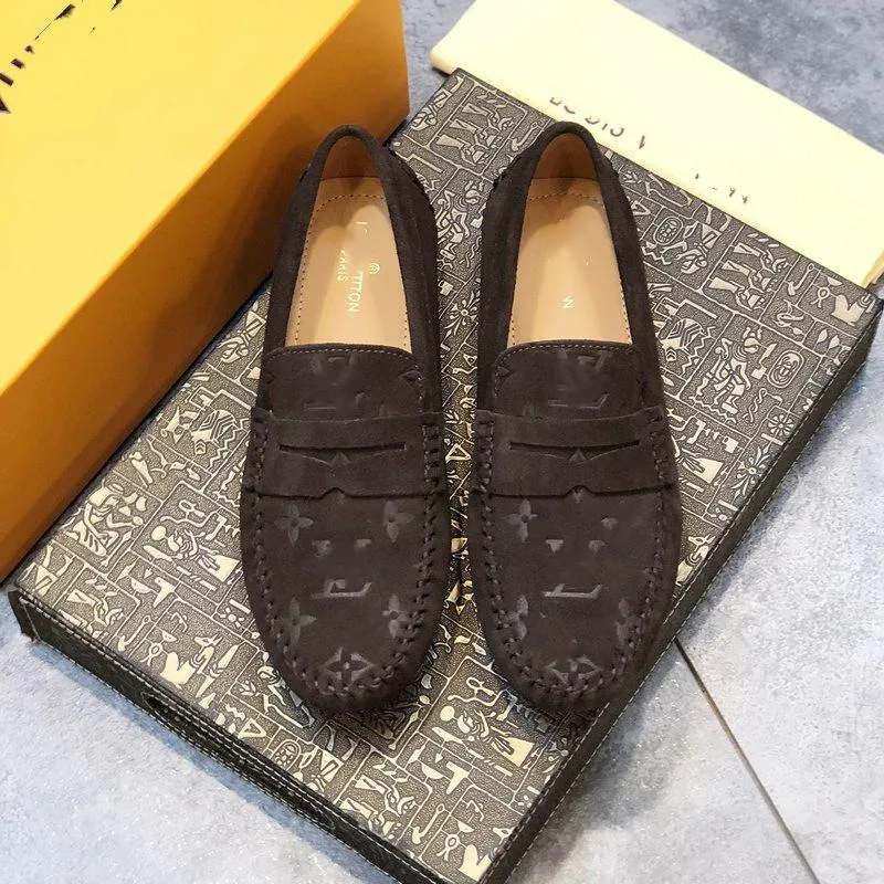 A1 Man loafers högkvalitativ lyxdesigner äkta lädersko män lägenheter lätta körskor storlek 6.5-11