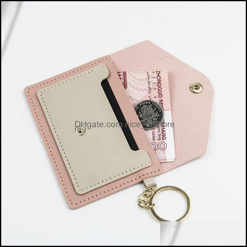 unisex key pouch fashion leather purse keyrings mini wallets coin credit card holder 7 colors