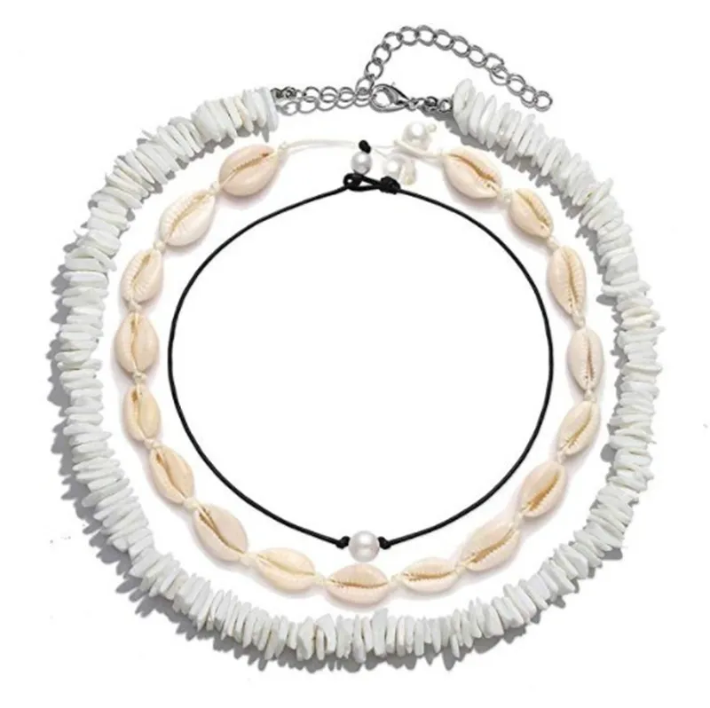 Zestaw naszyjnika do kobiet dla kobiet Pearl Choker Seashell Beas Beasho Beach Boho Regulowana biżuteria