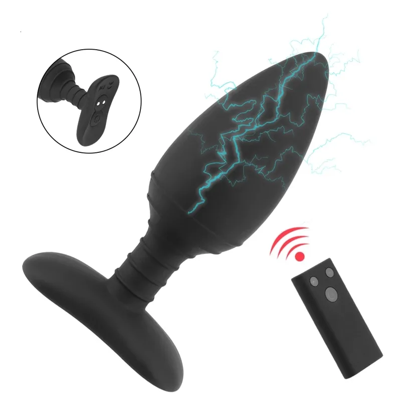 Massageador de brinquedos sexuais 10 Frequency Anal Plug Vibrator Toys for Men Mulheres Massador de Próstata Controle Remoto Sem fio Choque elétrico