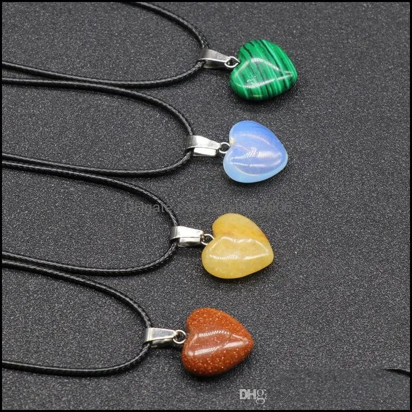 Multicolor Natural Stone Necklace Crystal Heart-shaped Charm Pendant Fashion Hot Creative Women Men Jewelry Designer Necklace Best