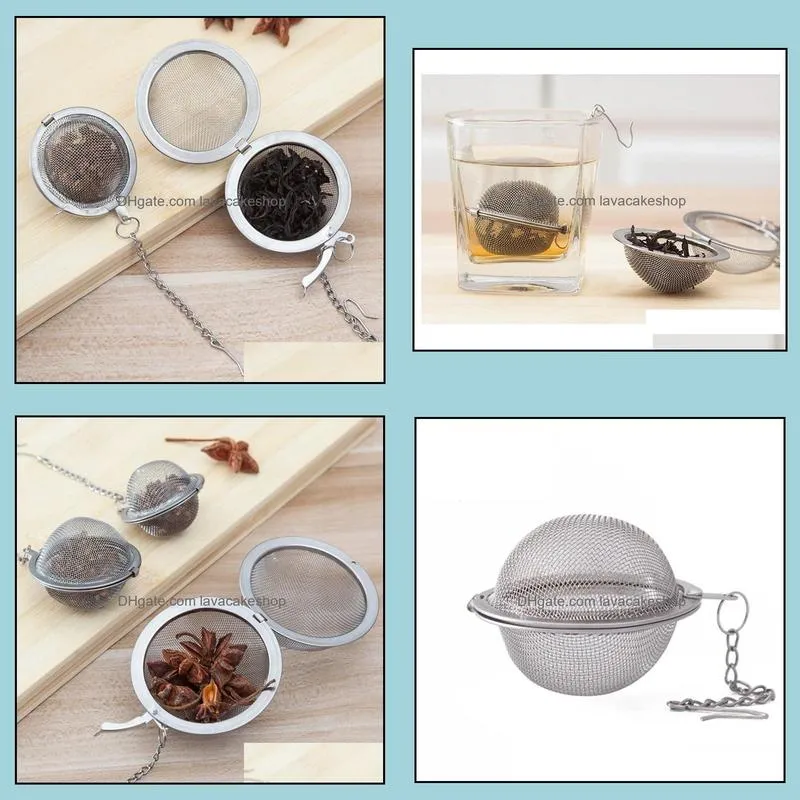 100PCS Teaware Stainless Steel Mesh Tea Ball Infuser Strainer Sphere Locking Spice Tea-Filter Filtration Herbal Cup Drink Tools
