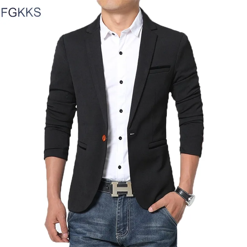 FGKKS ARRIVAL Luxury Men Blazer Spring Fashion Brand Slim Fit Suit Terno Masculino Blazers 220704