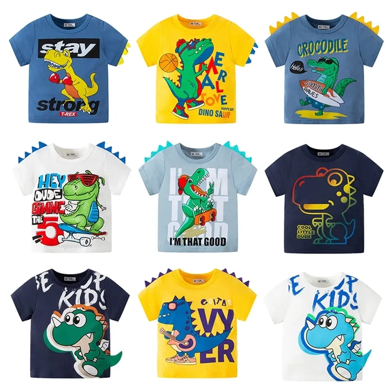 Été enfants garçons shorts manches t-shirts dessin animé dinosaure coton enfant en bas âge haut 2 8 ans enfants bébé garçon t-shirts vêtements 220620