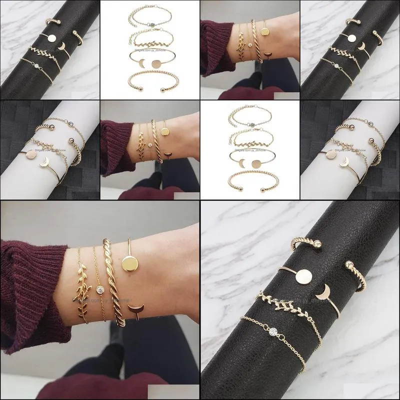 multilayer bracelet set4pcs/set chains bracelets for women jewelry gold metal chain bracelets bangle yydhhome