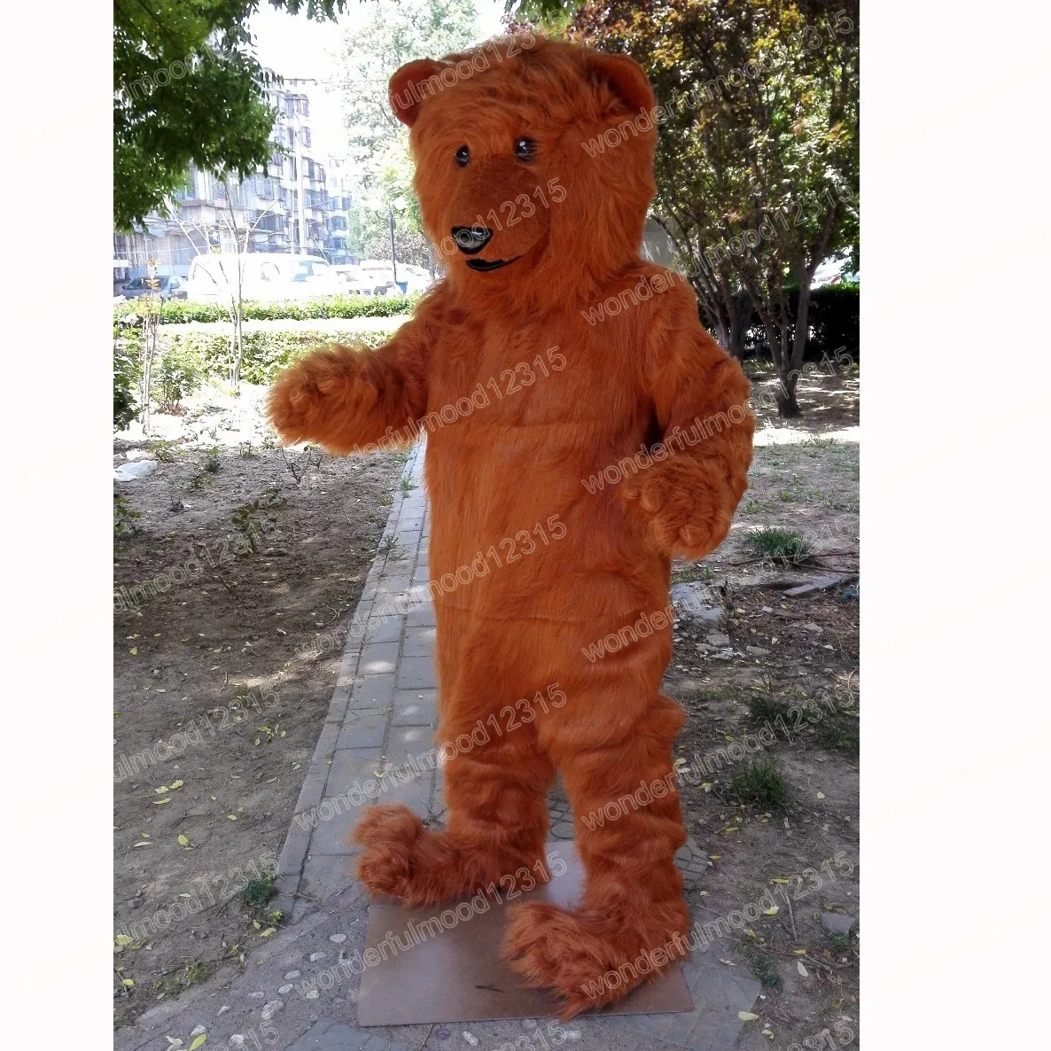 Boże Narodzenie długie włosy Grizzy Bear Mascot Costume Wysokiej jakości kreskówkowy strój postaci garnitur Halloween na zewnątrz impreza karnawałowa festiwal fantazyjna sukienka