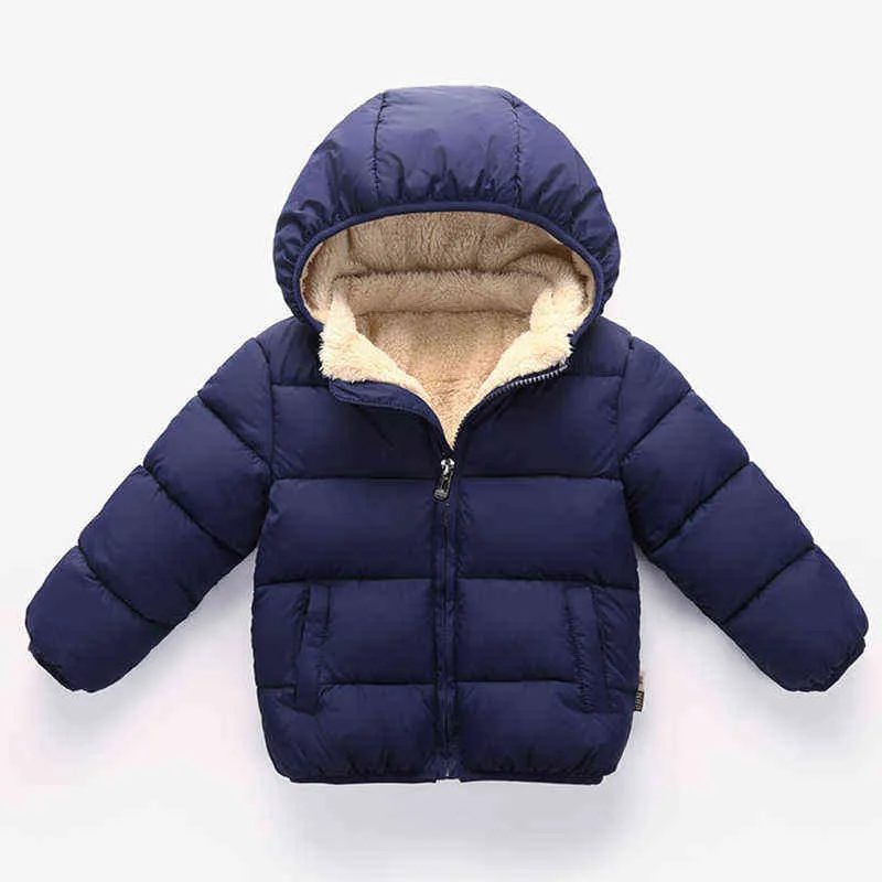 Baby barn jackor vinter tjocka jackor för pojkar varm plysch förtjockar ytterkläder för flickor päls hoodie barnkläder snöar j220718