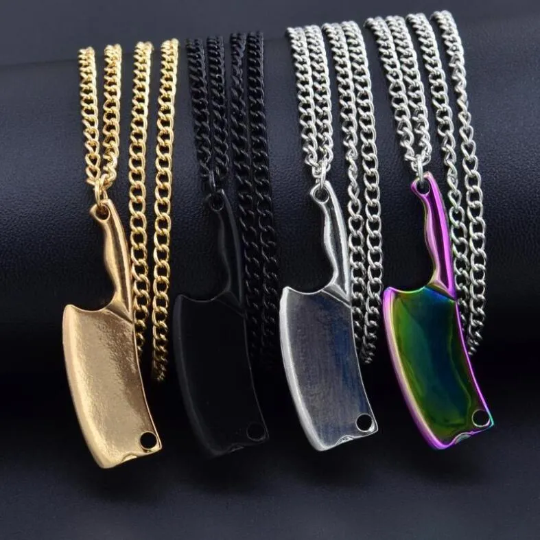 Pendant Necklaces High Polished Stainless Steel Mini Blade Chef Kitchen Knife Necklace For Men Women Hip Hop JewelryPendant