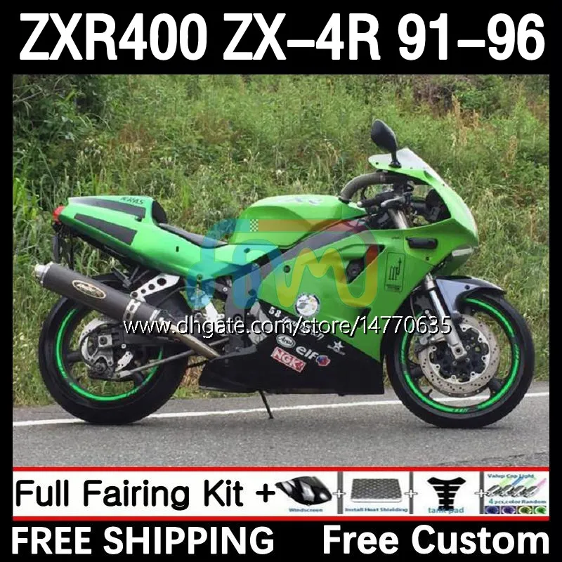 Полный набор для тела для Kawasaki Ninja ZXR 400 CC ZX-4R ZXR400 91 92 93 94 95 96 Cowling 12DH.19 ZX4R 400CC ZX 4R ZXR-400 1991 1992 1993 1994 1995 1996 ABS Fairing Sale Green Green