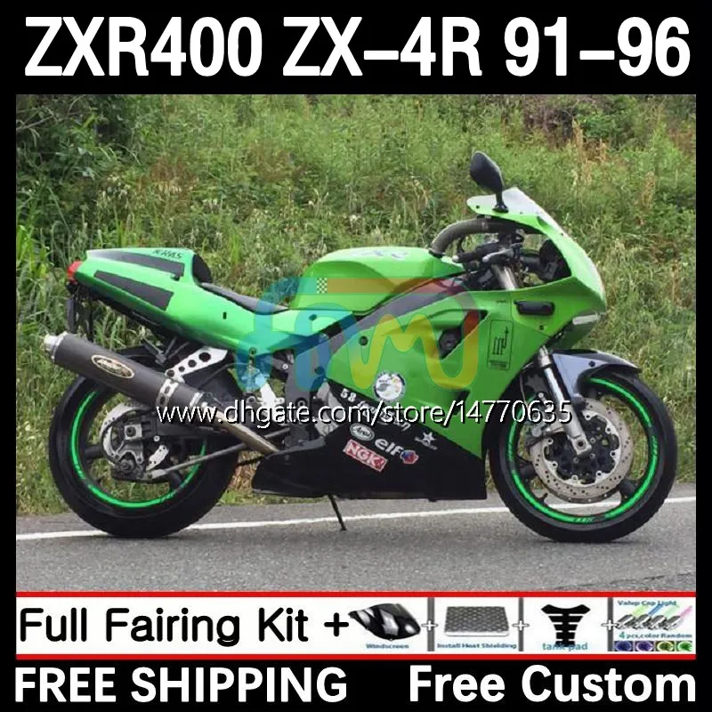 Full Body Kit för Kawasaki Ninja ZXR 400 CC ZX-4R ZXR400 91 92 93 94 95 96 COWLING 12DH.19 ZX4R 400CC ZX 4R ZXR-400 1991 1992 1993 1994 1995 1996 ABS FAIRING SALE GRÖN