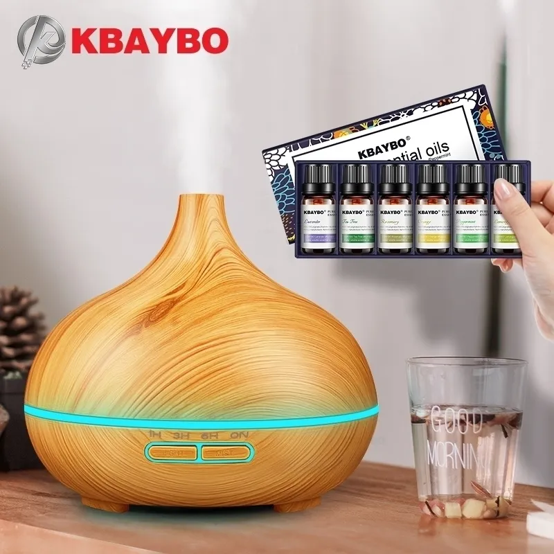 KBAYBO Humidificateur d'air Huile Essentielle Bois foncé Aromathérapie Purificateur Cool Mist Maker Plantes Naturelles Huiles Pures Relax Y200113