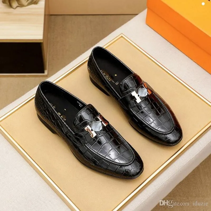 A4 7 Style Luxury Italian Shoes Brown Patent Leather Slip On Men designer Dress Shoes Business Man Formal Schoenen Heren Zapatos Oxford H38-45