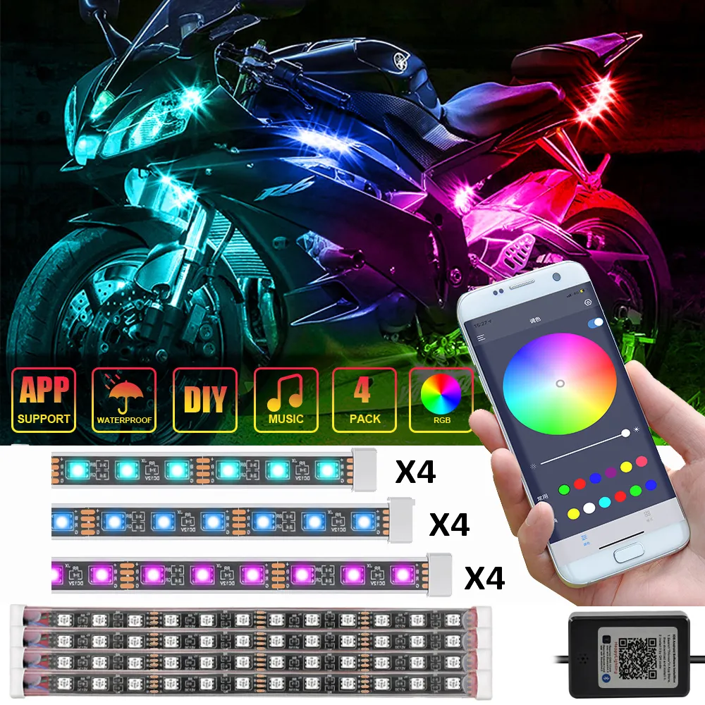 Moto Atmosfera LED Light RGB Magic Modificato Luce Decorativa Lampada ritmo musicale lampada LED Automobile Atmosphere Light Car