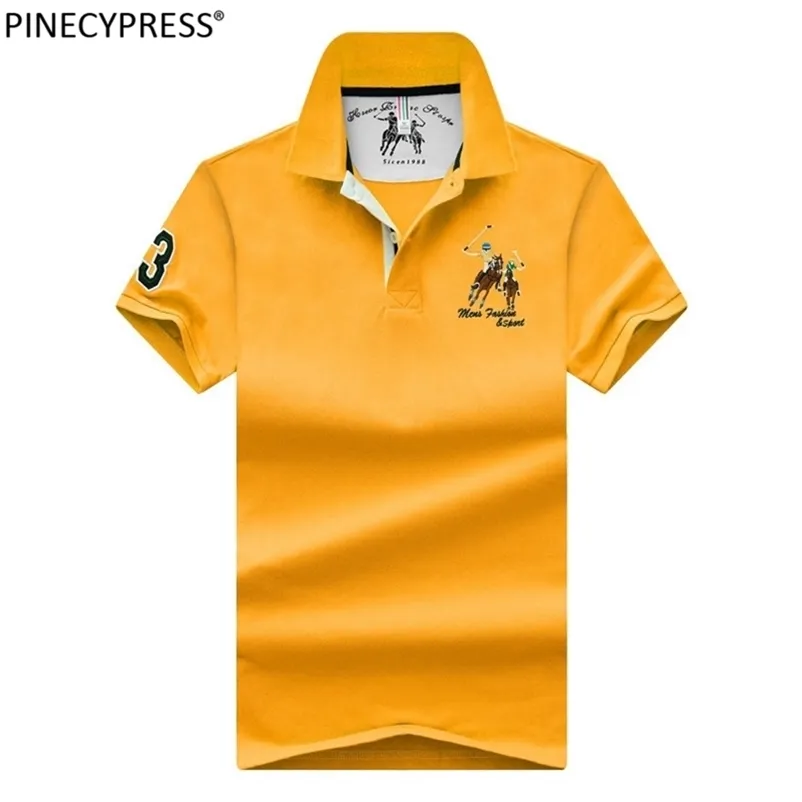 100% Cotton Breathable Quality Mens Summer Men Fashion Golf Tops Polos Shirts Male Yellow Casual Short Sleeve Man Polo Shirt 220707