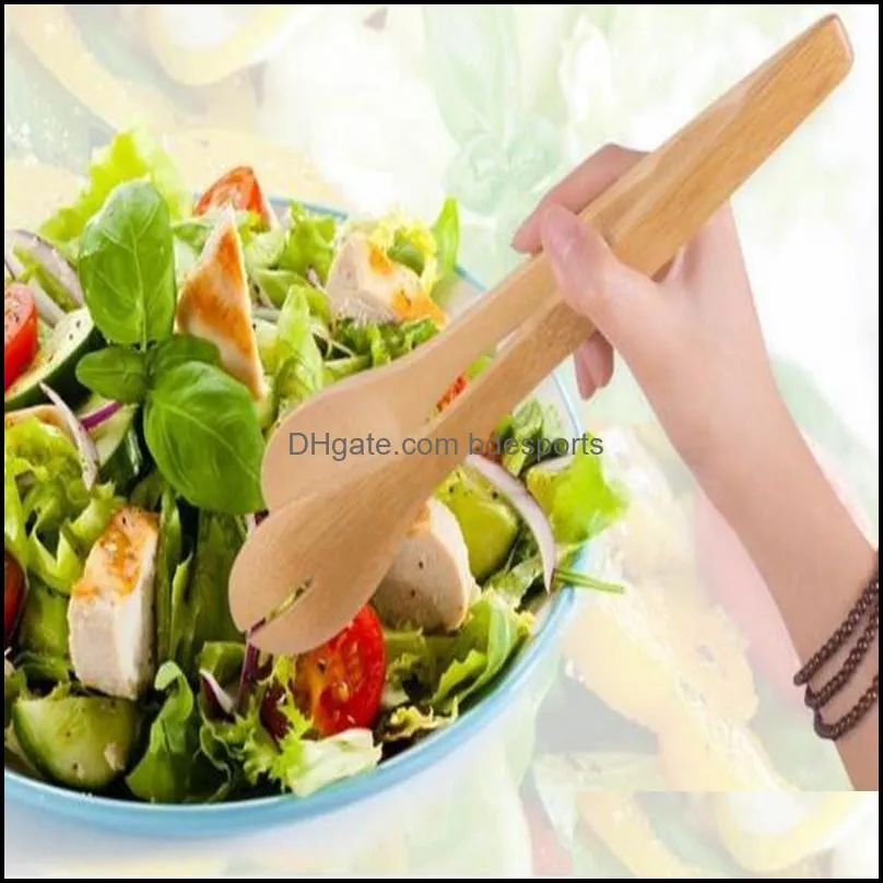 Large Bamboo Food Toaster Tong Bamboos Salad Cake Snack Clip Grip Bread BBQ Tongs Kitchen pliers Clamp Cooking Utensils RRA12467