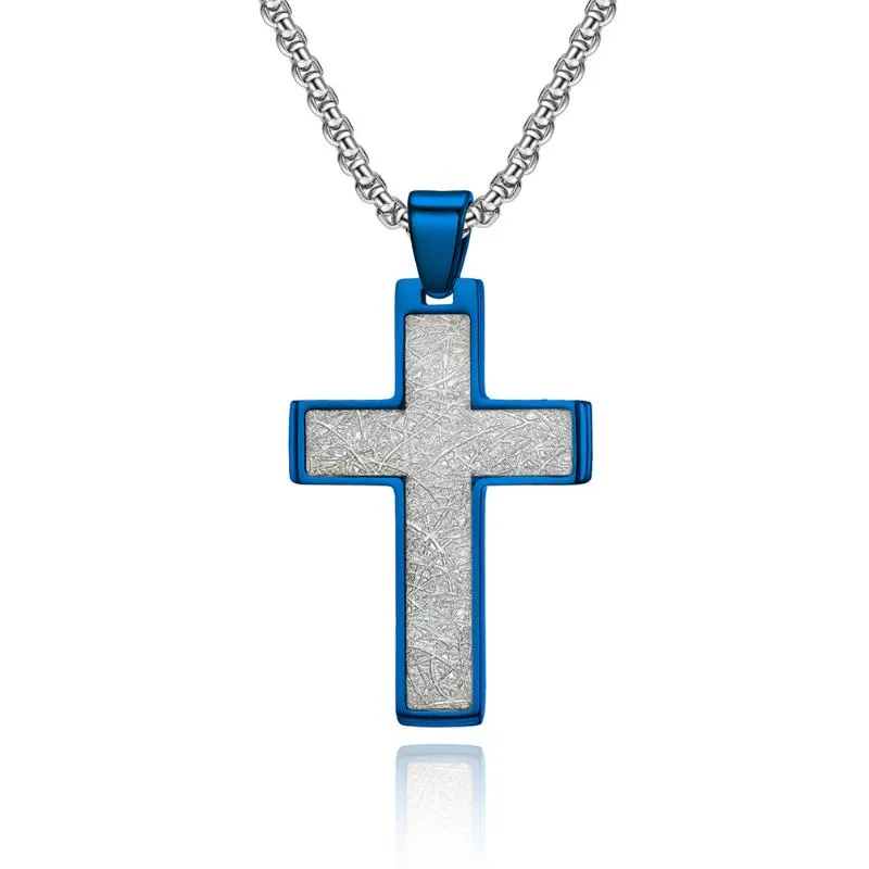 Collane con ciondolo Gioielli religiosi Personalità maschile Accessori per collane con croce in lamina di acciaio inossidabile 41 28MMPendante