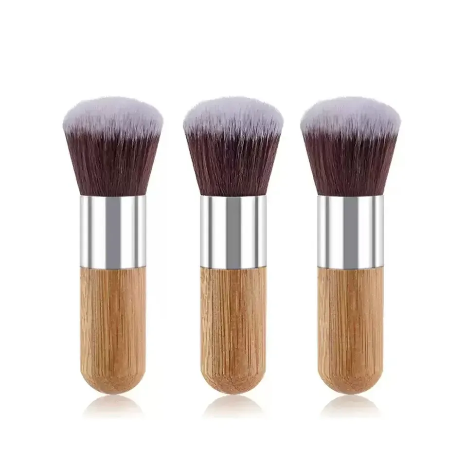 Holz Hause Griff Make-Up Foundation Pinsel Bambus Runde Top Pinsel Multifunktions Pulver Rouge CosmeticTools sxjun16