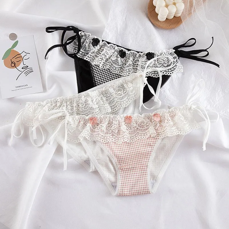 Slipje arriveerde 6 stks/lot katoen meisje slip Lace Student zachte ondergoed lingerie onderbroekjes