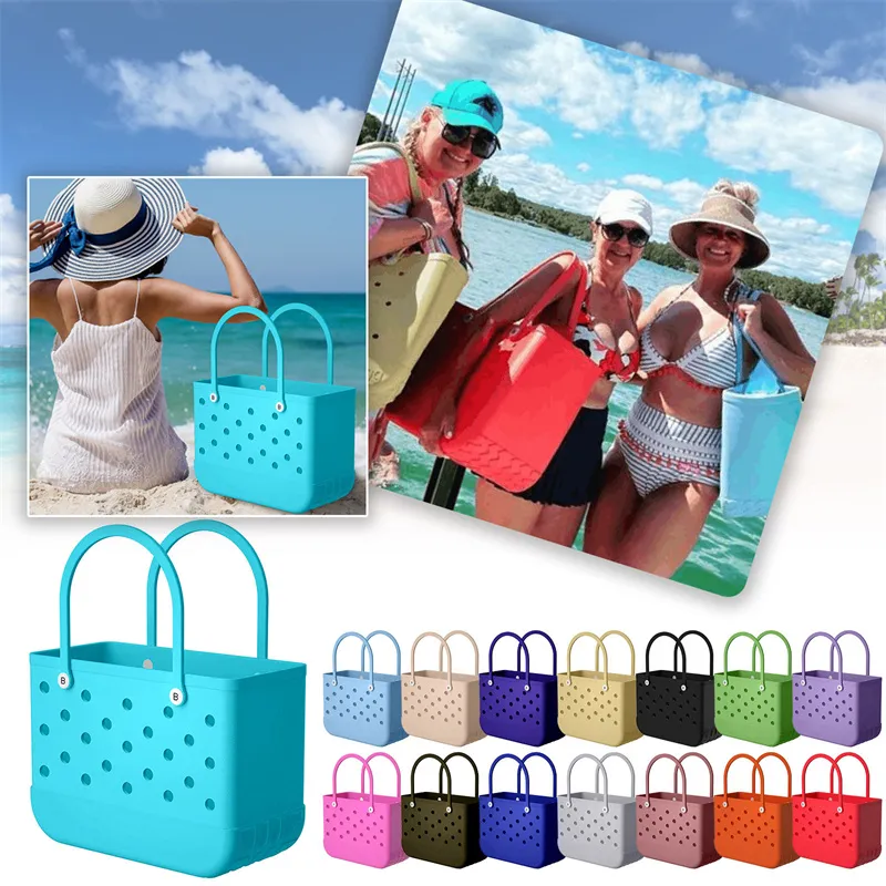 Silicone Tote Bag Waterproof, Rubber Beach Bag Holes