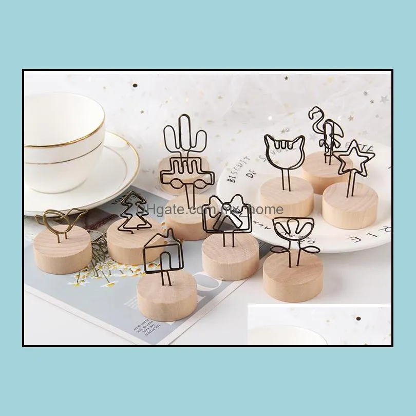 wood stand with clip wedding wooden photo clip card holder table stand number memo stand sn2898