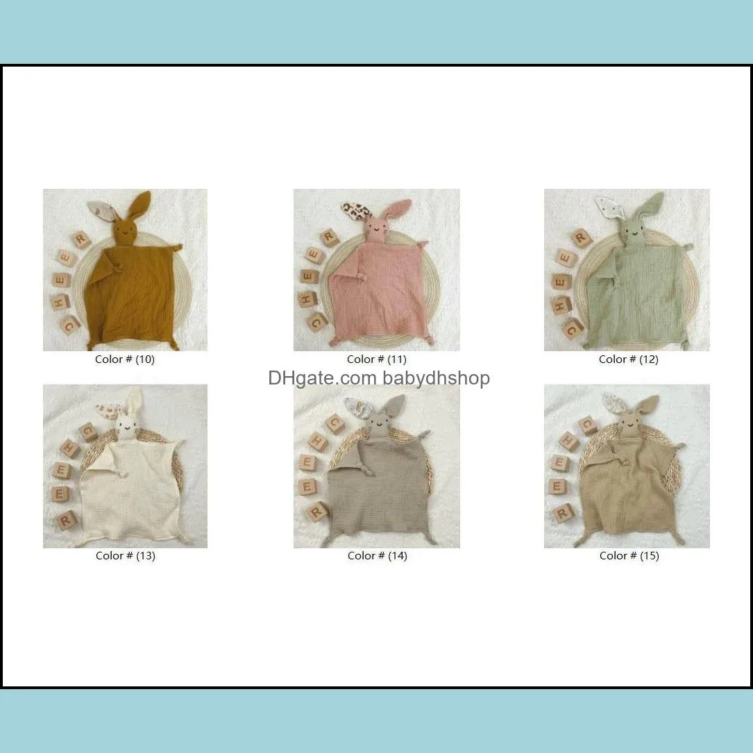 soft cotton muslin baby bib stuffed rabbit doll newborn appease towel security blanket baby sleeping cuddling facecloth