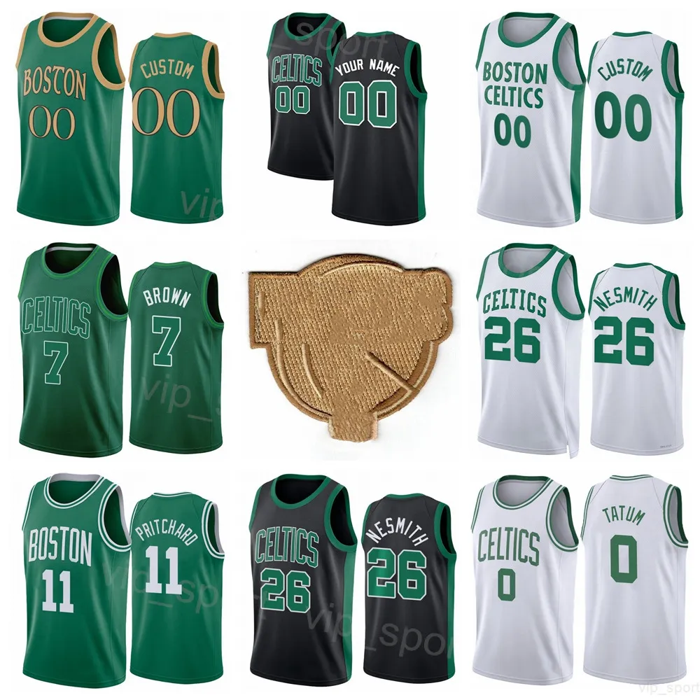 Stampato The Finals Basketball Marcus Smart Jersey 36 Grant Williams 12 Jaylen Brown 7 Jayson Tatum 0 Al Horford 42 Aaron Nesmith 20 Team Green Black Color Team