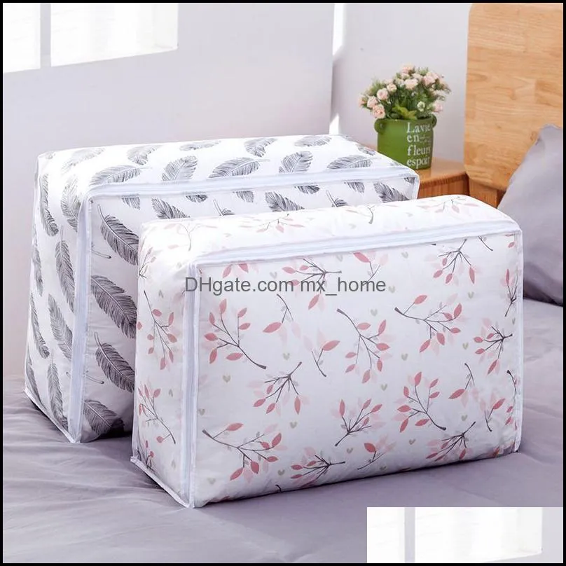 peva printed quilt clothes storage bag folding duvet blanket sorting bags dustproof closet under-bed storage moisture proof organizer