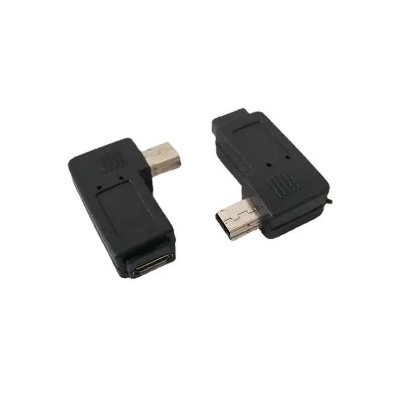 PCS 1MINI USB 남성에서 마이크로 USB 5Pin 암컷 90도 왼쪽 각도 어댑터 변환기 잭 플러그 블랙