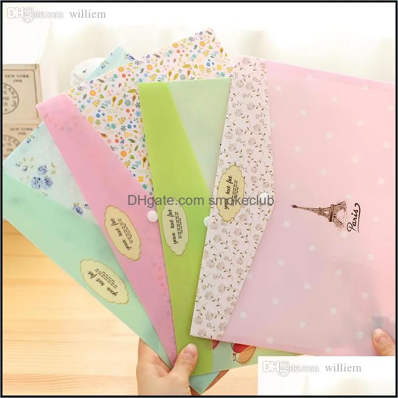 Wholesale-4 pcs/lot Korean stationery Small  flowers A4 file folder Cute tower document bag office school supplies canetas