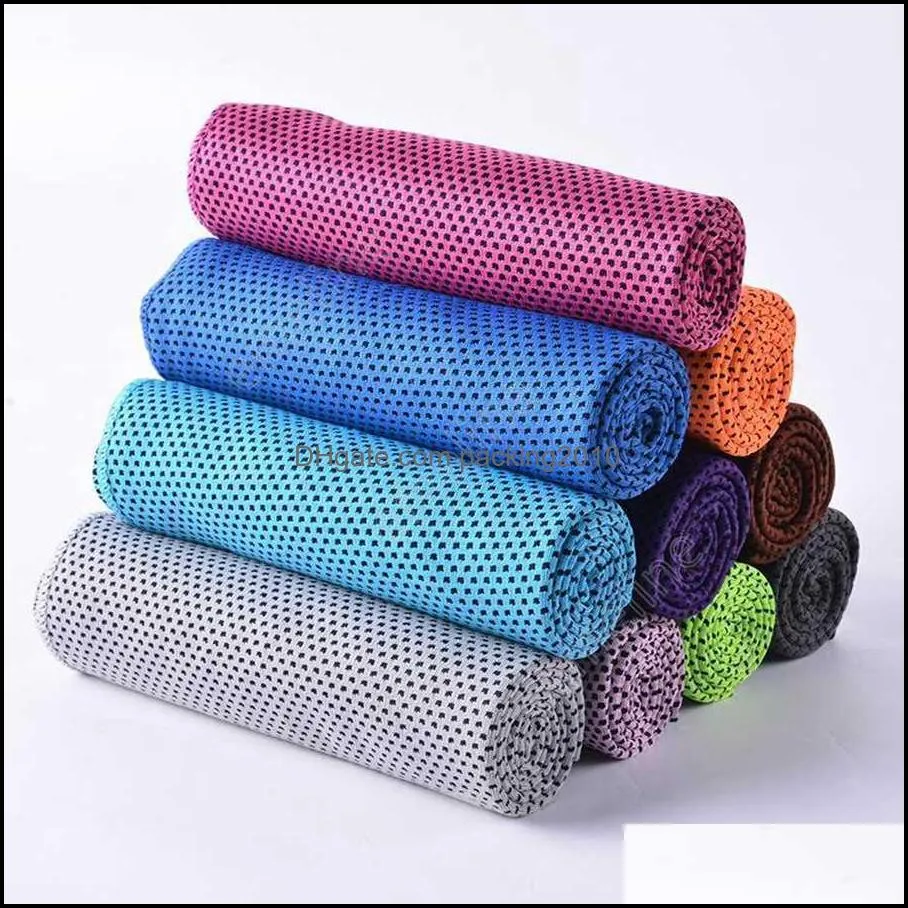 Comfortable Ice Cold Towel Gym Fitness Sports Exercise Quick Dry Cooling Towel Summer Outdoor Perspiration Evaporation Towel DHE13