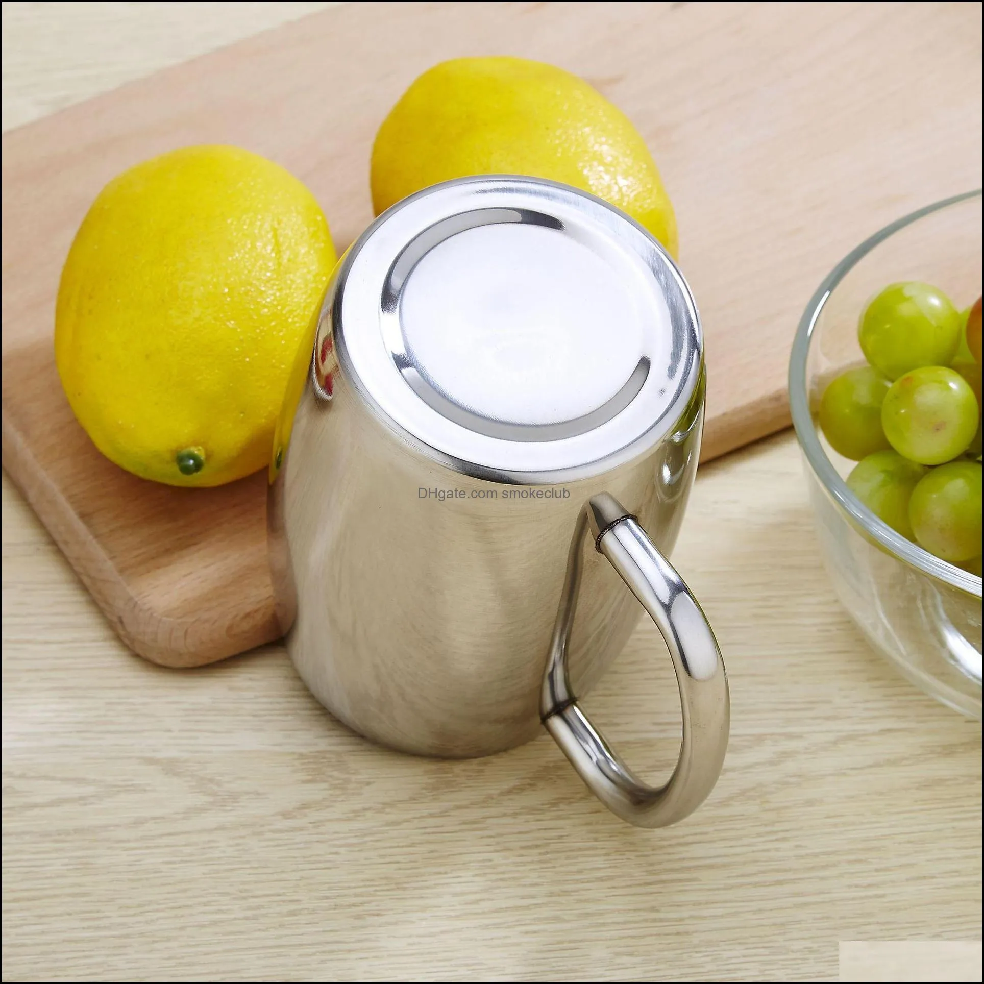 500ml Stainless Steel mug Double-layer Beer Coffee Mug Reusable Handle Cup Wine Office Milk Water Bubble Tea Cup Travel Drinkware